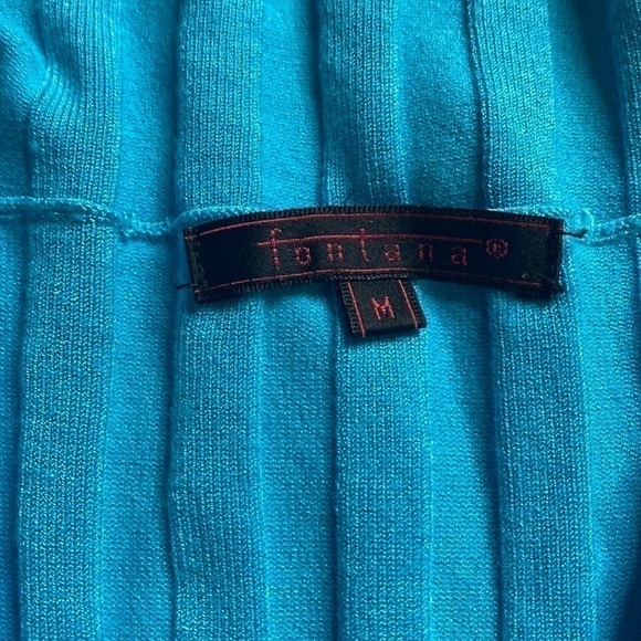 VINTAGE Y2K FONTANA DIAMOND ZIP FRONT TEAL RIBBED TANK - Picture 2 of 6